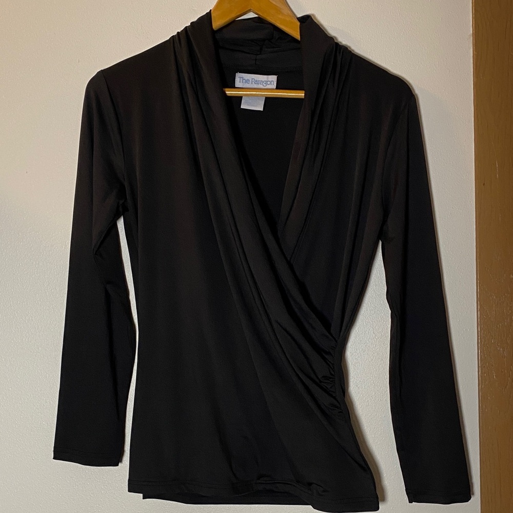The Paragon Women's Black Wrap Blouse